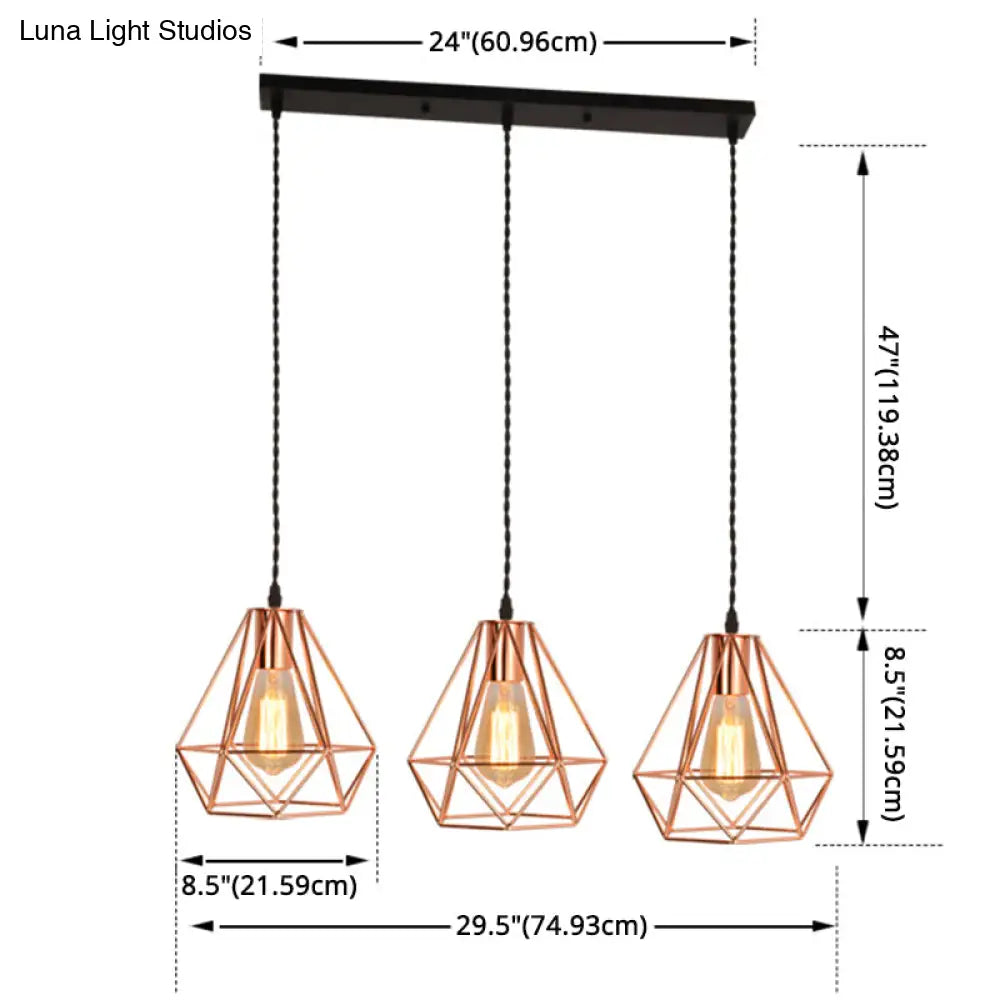Rose Gold Iron Cluster Pendant Light For Restaurants - Post-Modern And Elegant
