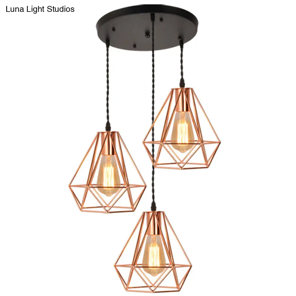 Rose Gold Iron Cluster Pendant Light For Restaurants - Post-Modern And Elegant