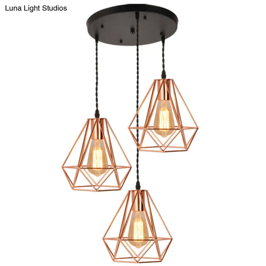 Rose Gold Iron Cluster Pendant Light For Restaurants - Post-Modern And Elegant