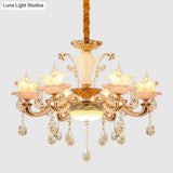 Rose Gold Ruffle Chandelier: Mid Century 6-Light Pendant Ceiling Light