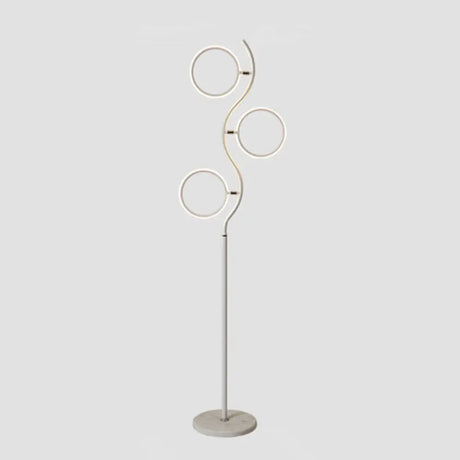 Rotatable 3-Head Led Floor Lamp - Artistic Metal Ring Shape For Bedroom White
