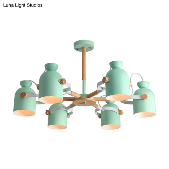 Rotatable 6-Light Macaron Style Pendant Light For Kindergarten Classrooms