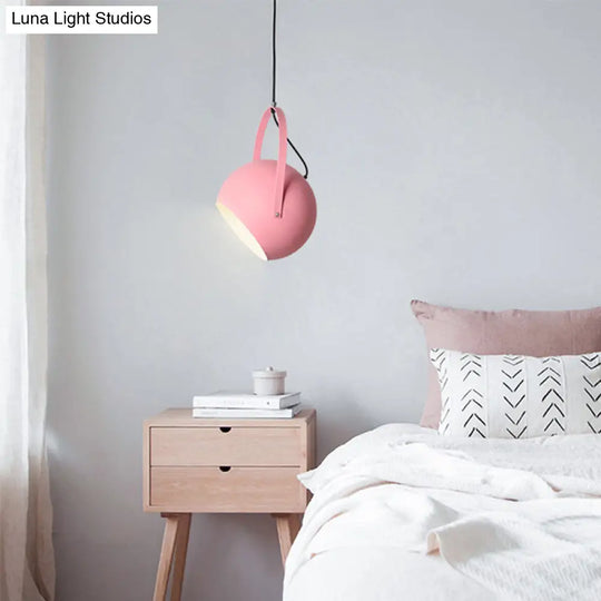 Rotatable Macaron Loft Metal Pendant Light For Living Room - 1 Head Globe Hanging Design