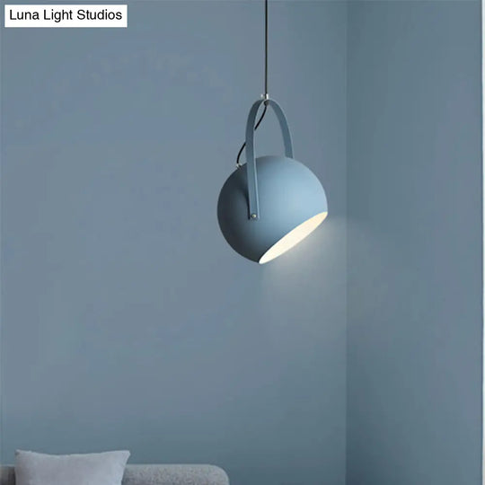 Rotatable Macaron Loft Metal Pendant Light For Living Room - 1 Head Globe Hanging Design