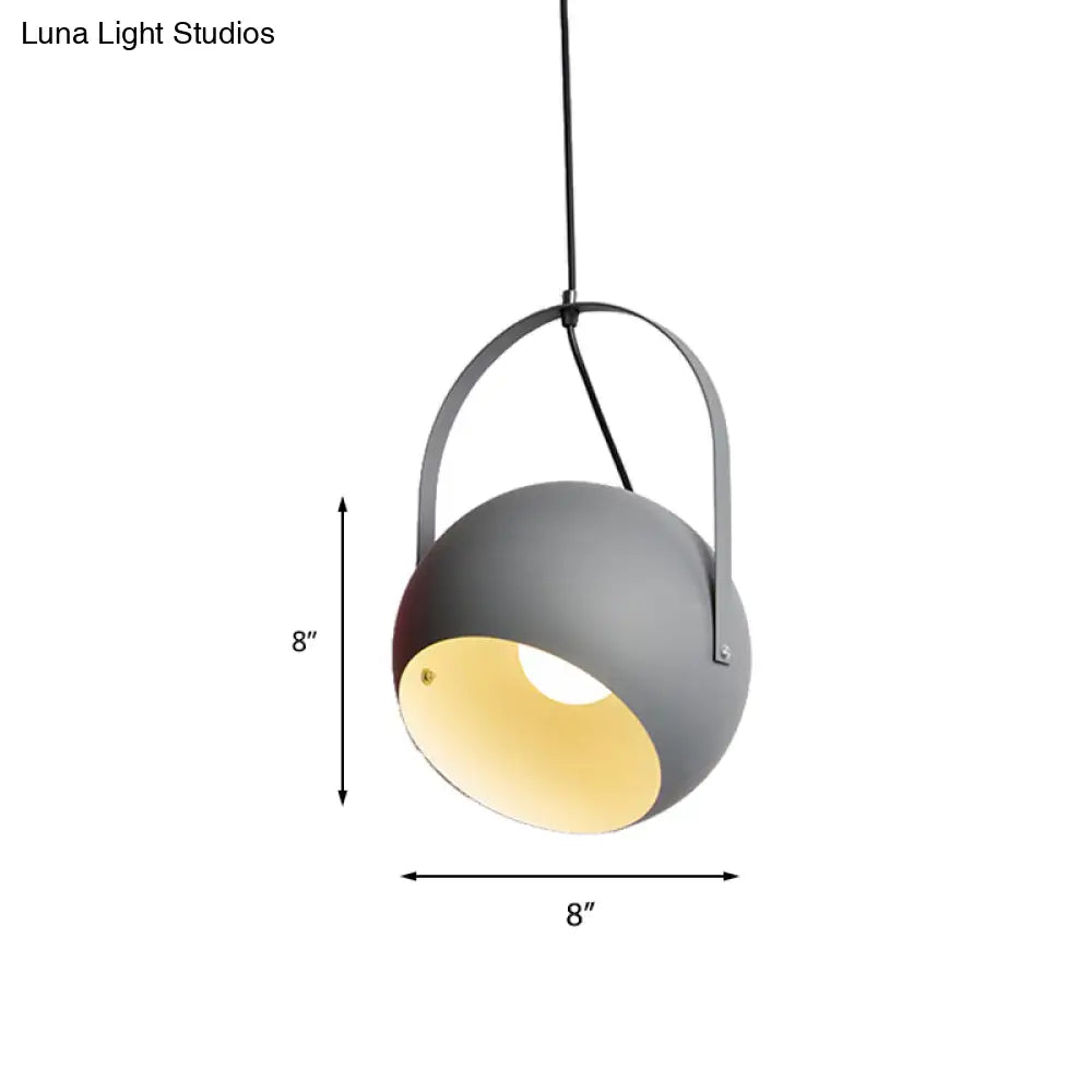 Rotatable Macaron Loft Metal Pendant Light For Living Room - 1 Head Globe Hanging Design