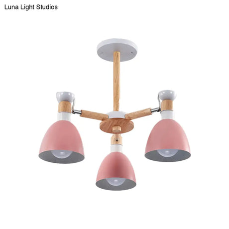 Rotatable Metal Bowl Chandelier - Kindergarten Macaron Hanging Light