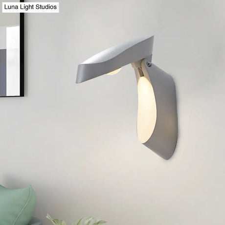 Rotatable Oval Wall Sconce - Modern Metal Led Bedside Light In White/Black/Gold Finish