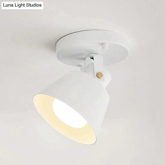 Rotatable Semi Flush Ceiling Light With Stylish Metallic Conical Shade - Black/White