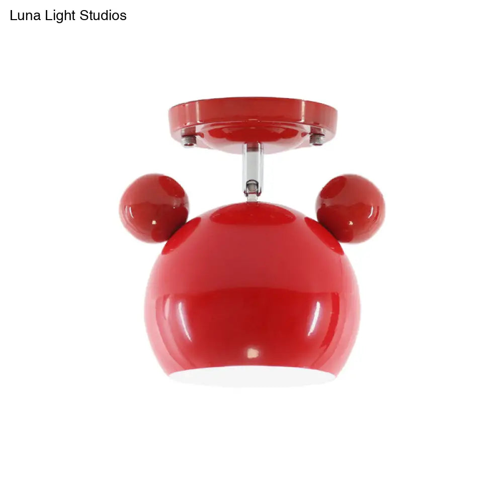 Rotating Bear Head Ceiling Lamp - Stylish Macaron Loft Metal Light For Balconies