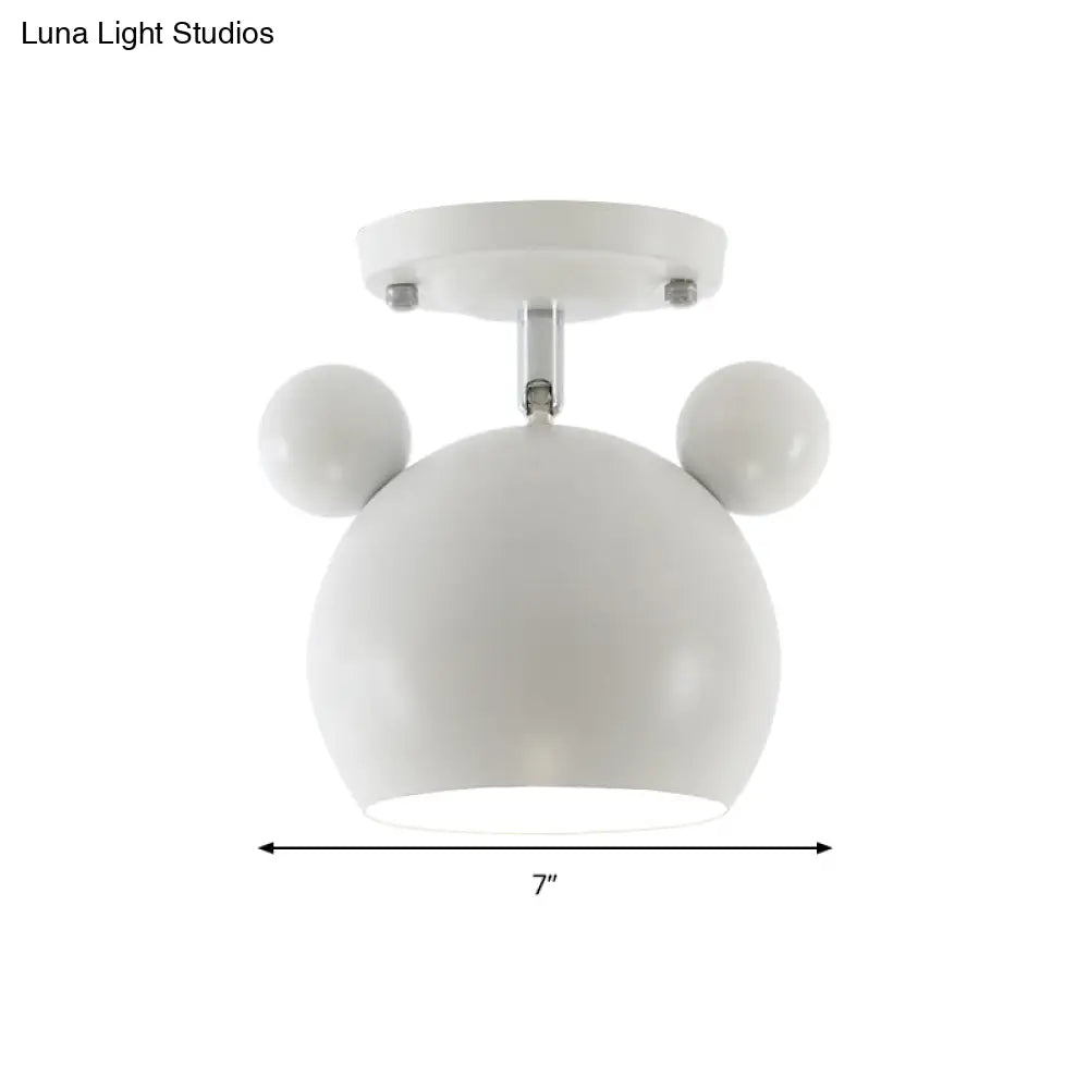 Rotating Bear Head Ceiling Lamp - Stylish Macaron Loft Metal Light For Balconies