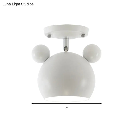 Rotating Bear Head Ceiling Lamp - Stylish Macaron Loft Metal Light For Balconies