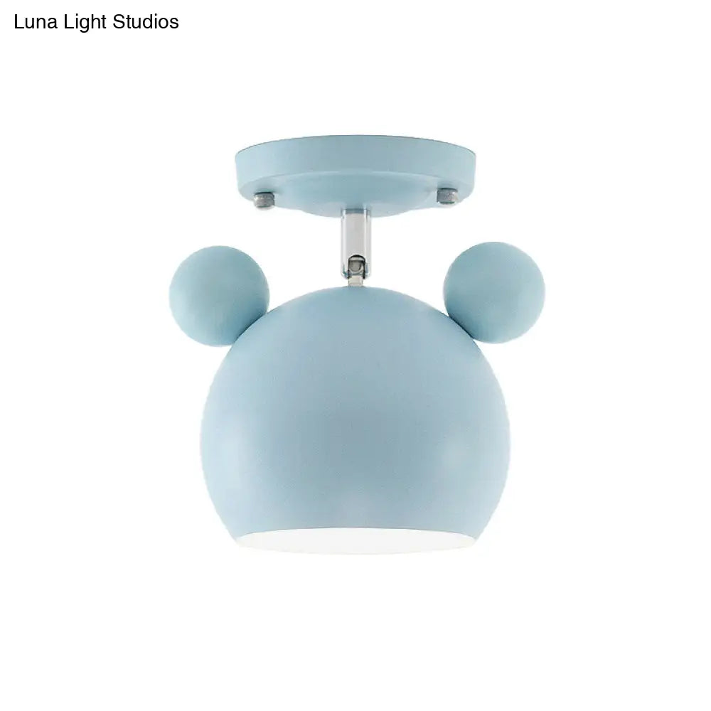 Rotating Bear Head Ceiling Lamp - Stylish Macaron Loft Metal Light For Balconies
