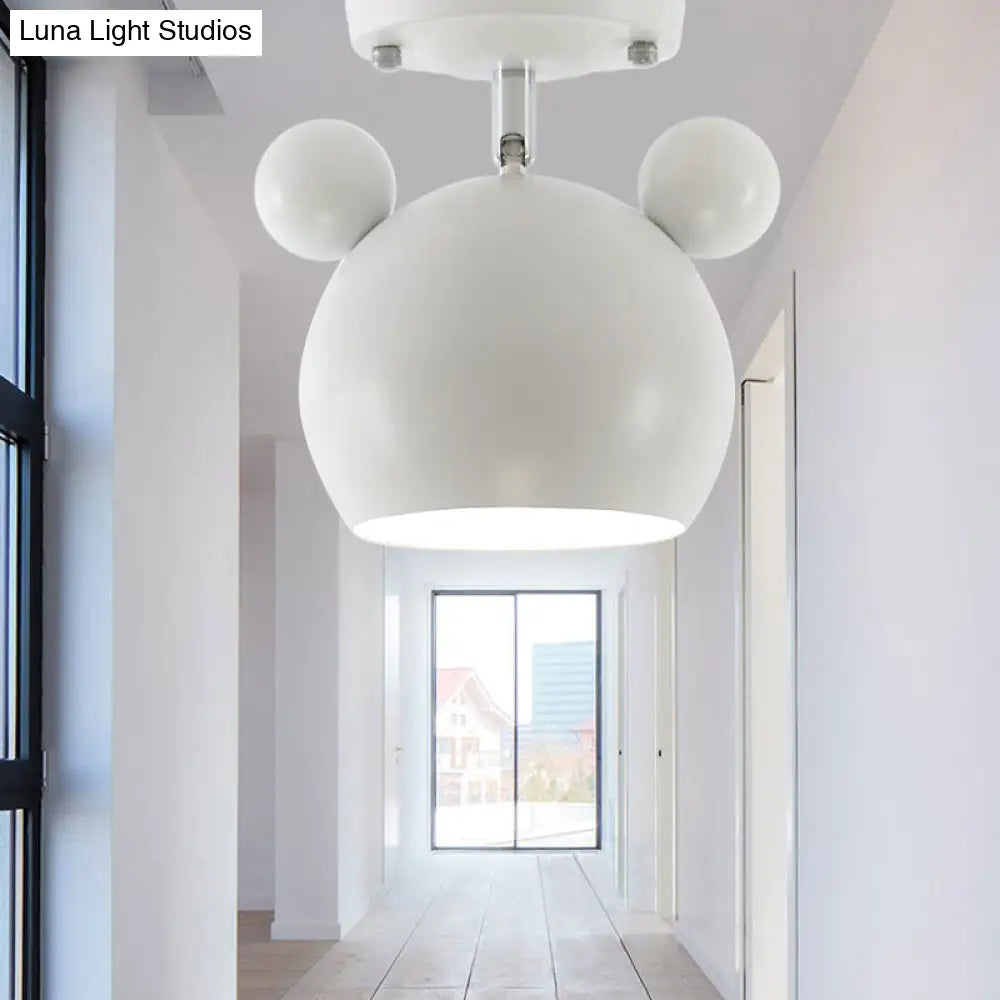 Rotating Bear Head Ceiling Lamp - Stylish Macaron Loft Metal Light For Balconies