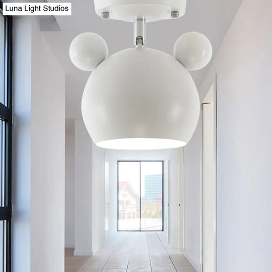 Rotating Bear Head Ceiling Lamp - Stylish Macaron Loft Metal Light For Balconies