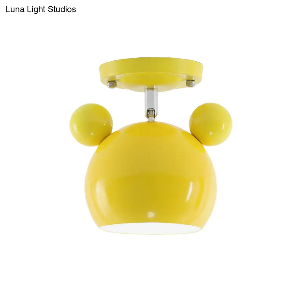 Rotating Bear Head Ceiling Lamp - Stylish Macaron Loft Metal Light For Balconies