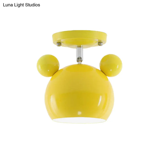 Rotating Bear Head Ceiling Lamp - Stylish Macaron Loft Metal Light For Balconies