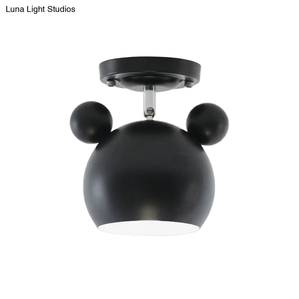 Rotating Bear Head Ceiling Lamp - Stylish Macaron Loft Metal Light For Balconies