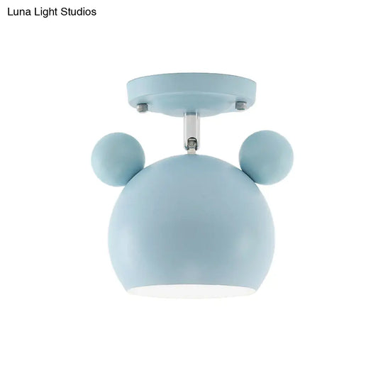 Rotating Bear Head Ceiling Lamp - Stylish Macaron Loft Metal Light For Balconies