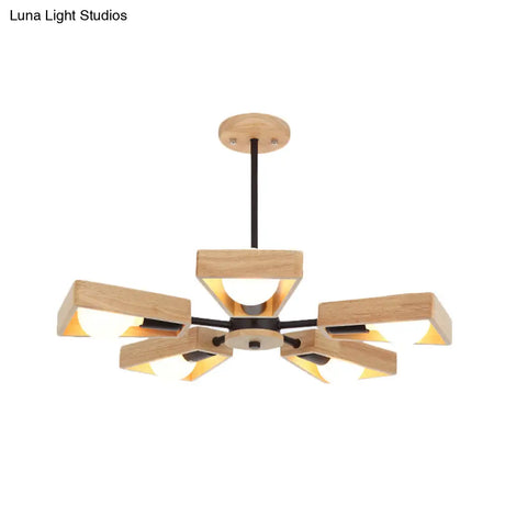 Rotating Trapezoid Wood Chandelier With Multiple Pendants - Modern Dining Room Lighting