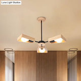 Rotating Trapezoid Wood Chandelier With Multiple Pendants - Modern Dining Room Lighting