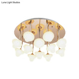 Round Acrylic Designer Ceiling Light Fixture For Hallways - White Flush Mount