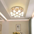Round Acrylic Designer Ceiling Light Fixture For Hallways - White Flush Mount / Warm