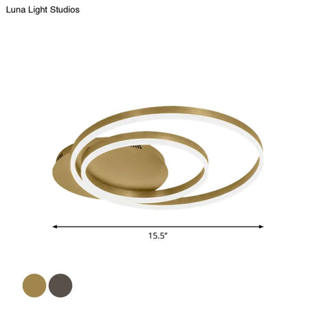 Round Acrylic Flush Ceiling Light - Coffee/Gold Led Flush-Mount Fixture Small/Medium/Large
