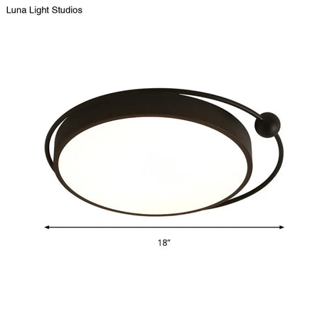 Round Black Led Flush Mount Ceiling Light In Warm/White - 18’ Or 21.5’ Diameter