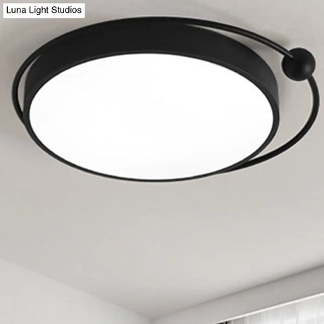 Round Black Led Flush Mount Ceiling Light In Warm/White - 18’ Or 21.5’ Diameter