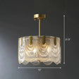 Round Brass With Ribbed Crystal Chandelier Pendant Light 4 / Brass