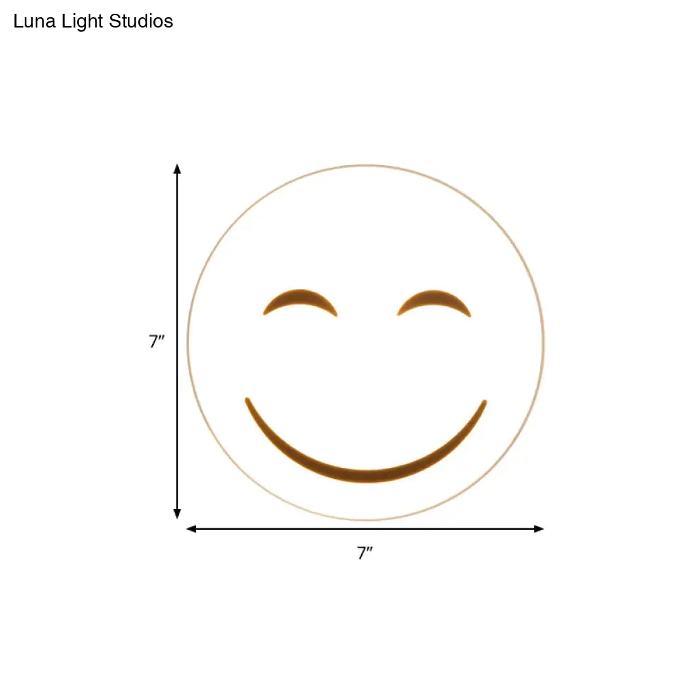 Round Flush Ceiling Light With Smile Emoji Led Flushmount Lamp And Acrylic Shade