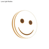 Round Flush Ceiling Light With Smile Emoji Led Flushmount Lamp And Acrylic Shade