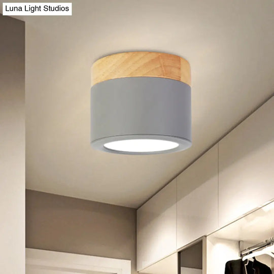 Round Flush Mount Acrylic Macaron Loft Ceiling Light For Bathroom Hallway - Small Green/Grey/White