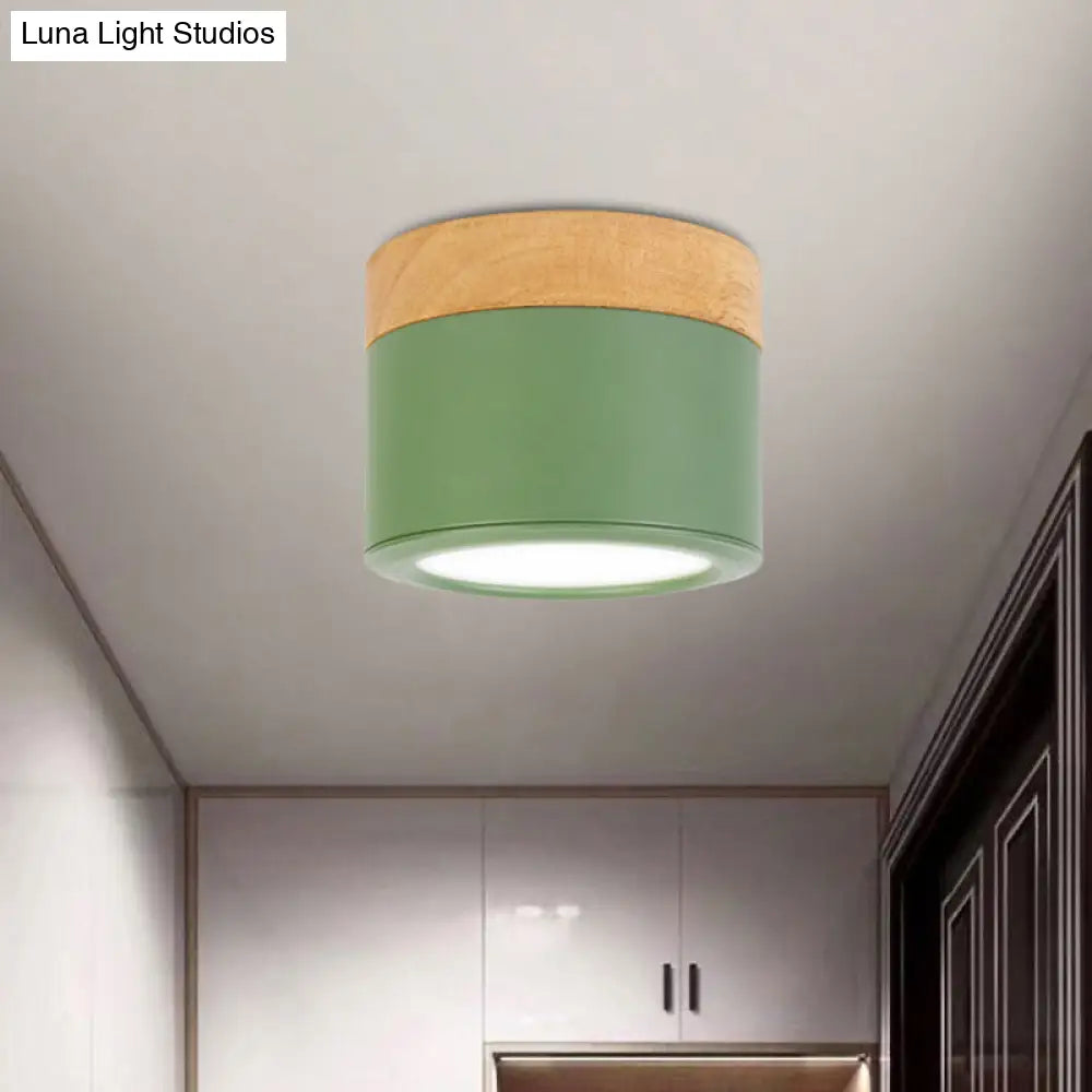 Round Flush Mount Acrylic Macaron Loft Ceiling Light For Bathroom Hallway - Small Green/Grey/White