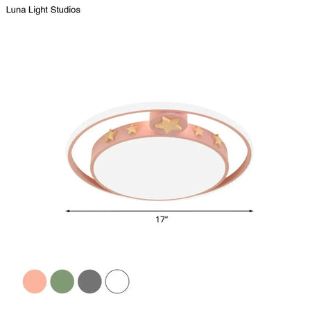 Round Flush Mounted Acrylic Led Ceiling Lamp In Pink/White/Gray – Perfect For Bedroom Lighting