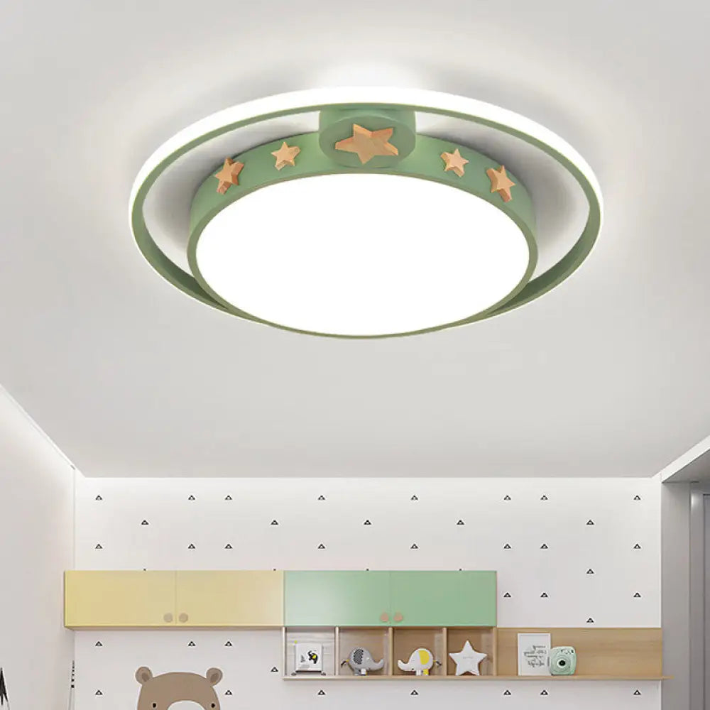 Round Flush Mounted Acrylic Led Ceiling Lamp In Pink/White/Gray – Perfect For Bedroom Lighting Green
