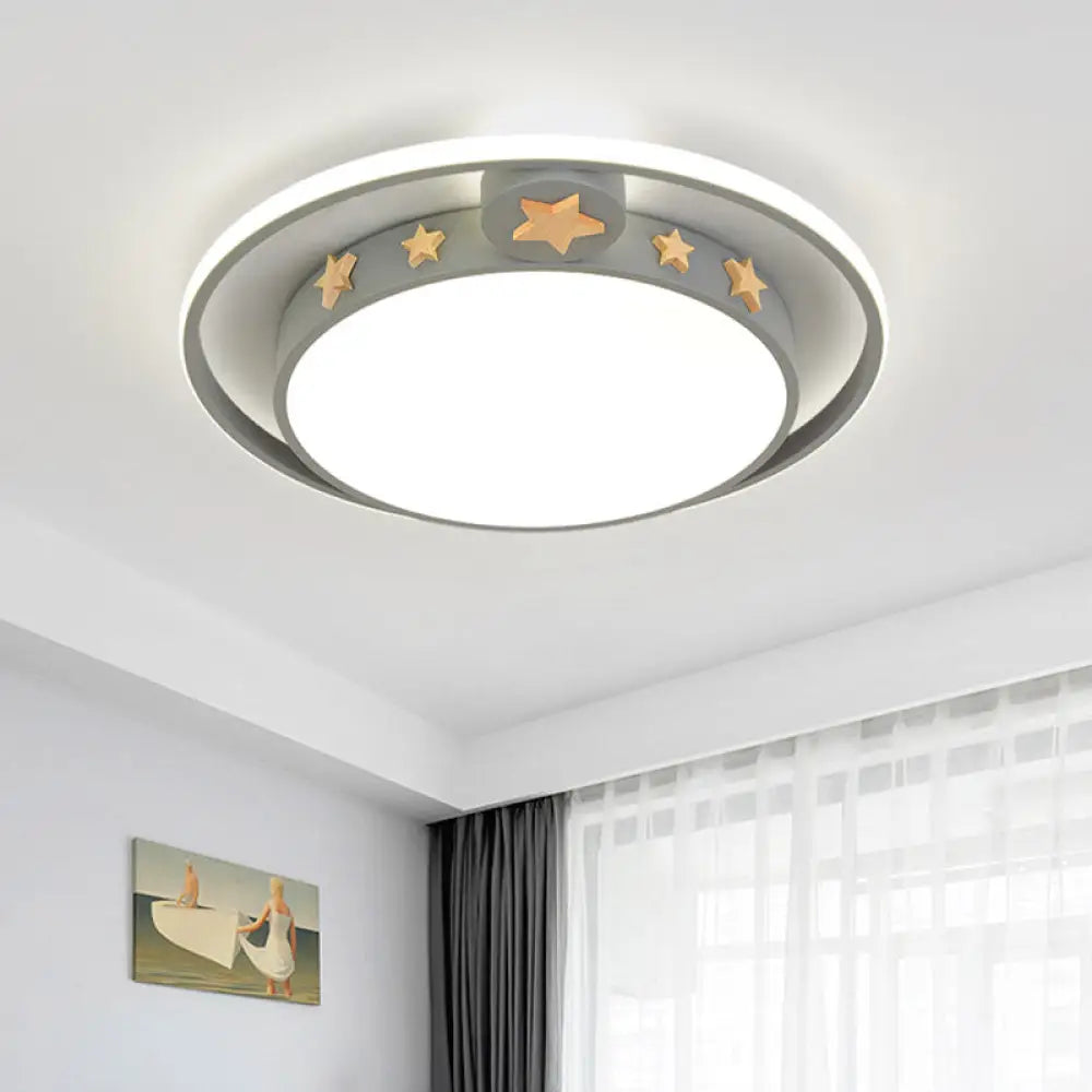 Round Flush Mounted Acrylic Led Ceiling Lamp In Pink/White/Gray – Perfect For Bedroom Lighting Grey