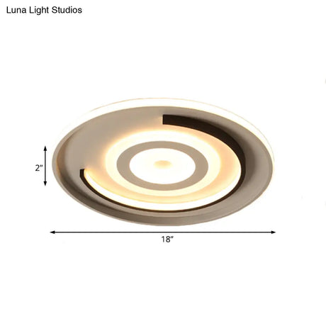 Round Led Acrylic Flush Mount Ceiling Lamp - 18’/21.5’ Diameter Warm/White Light Contemporary