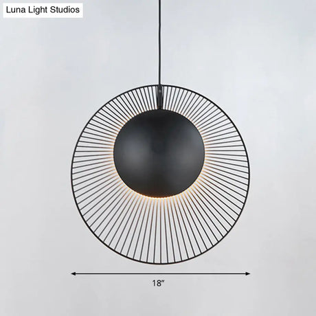 Round Metal Pendant Light In Black - 14’/18’ For Dining Room