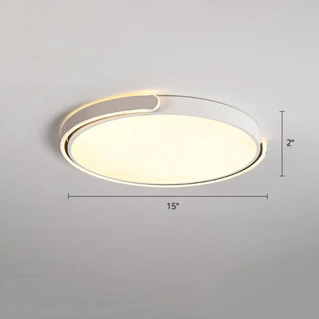 Round Nordic Led Ceiling Light With Acrylic Shade For Bedroom White / 15’