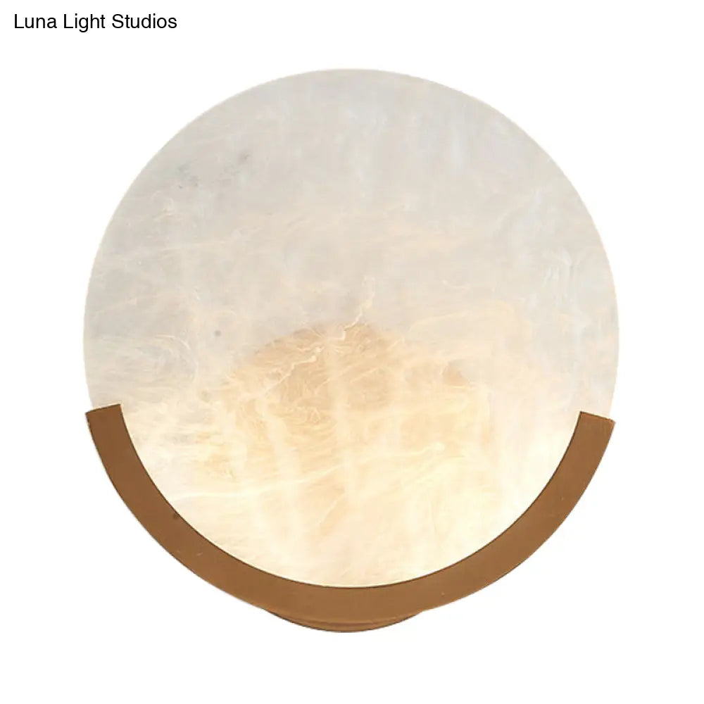 Round Wall Mounted Sconce For Dining Room - Traditional White Acrylic With 1 Light (8/9 H)