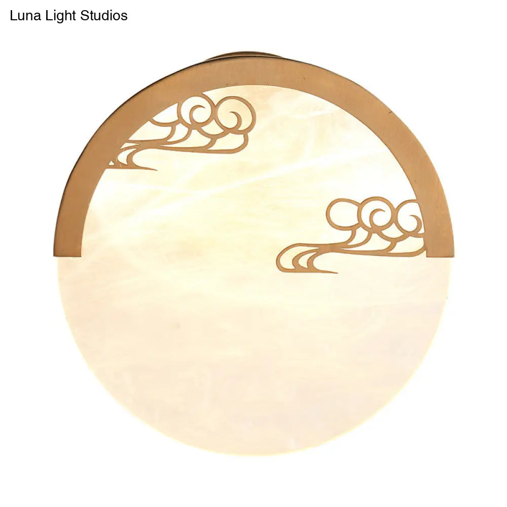 Round Wall Mounted Sconce For Dining Room - Traditional White Acrylic With 1 Light (8/9 H)