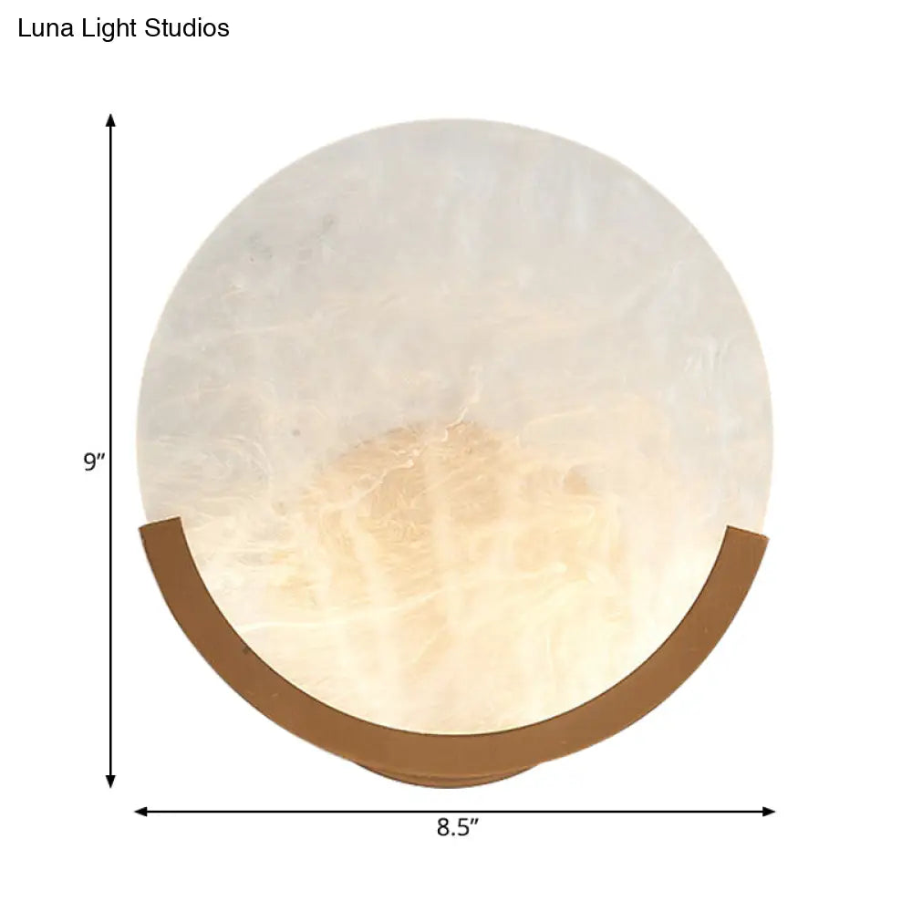 Round Wall Mounted Sconce For Dining Room - Traditional White Acrylic With 1 Light (8/9 H)