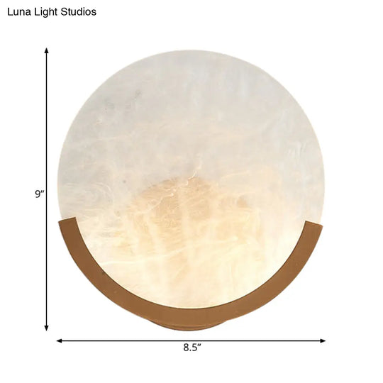 Round Wall Mounted Sconce For Dining Room - Traditional White Acrylic With 1 Light (8/9 H)