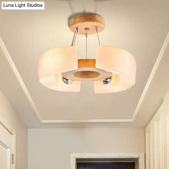 Modern Wooden Round Ceiling Light Fixture - 4/6 Flush Mount In Warm/White Options