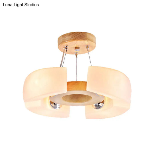 Modern Wooden Round Ceiling Light Fixture - 4/6 Flush Mount In Warm/White Options