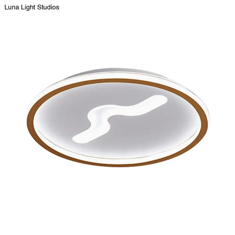 Rounded Flush Mount Led Bedroom Ceiling Light In Black/Gold With Warm/White