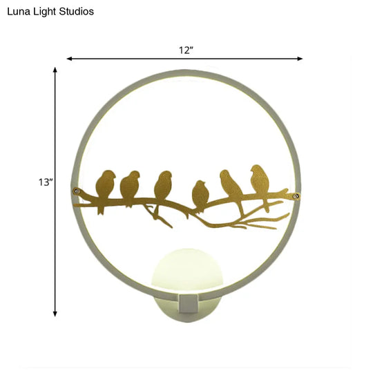 Rounded Led Acrylic Wall Lamp For Living Room - White/Black Oriental Style