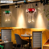 Rubber Warehouse 6-Head Tire Lamp With Hemp Rope - Red/Blue/Yellow Chandelier Pendant For Dining