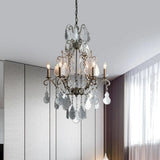 Rural Rust Metal Ceiling Pendant With Swirl Arm Design 6-Light Candlestick Chandelier Featuring